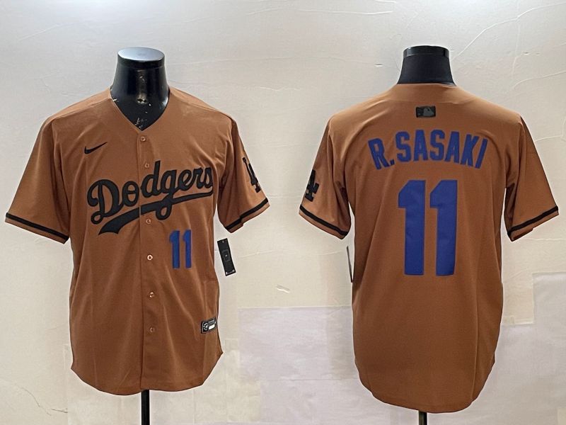 Men Los Angeles Dodgers 11 R.Sasaki Brown Fashion Game 2025 Nike MLB Jersey style 3